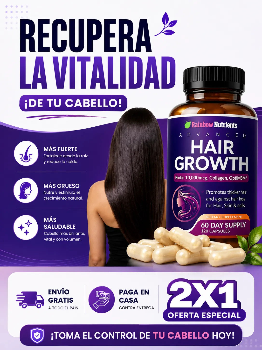 Vitaminas Para El Cabello Hair Growth | 2X1 Oferta