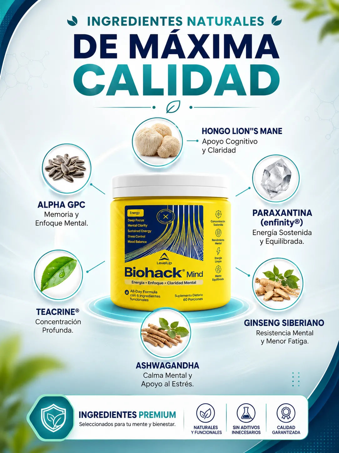Biohack Mind | Energía constante todo el día 100% natural☘️