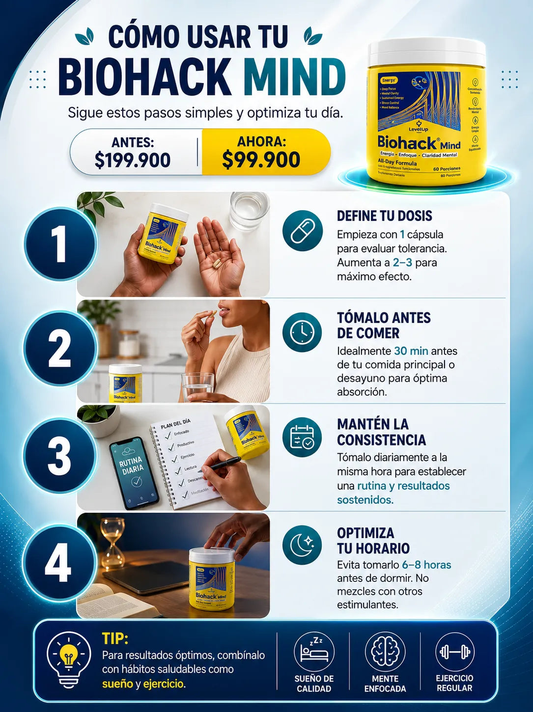 Biohack Mind | Energía constante todo el día 100% natural☘️